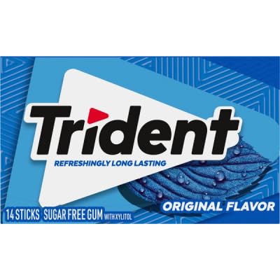 Trident Gum Original Flavour Sugar Free Gum, 14 sticks (Pack of 12)