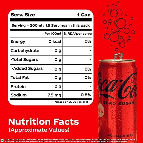 Coca-Cola Zero Calories - 6 Pack, 6 x 320 ml