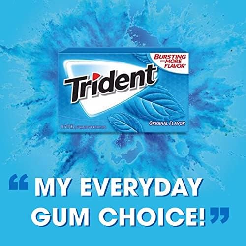 Trident Gum Original Flavour Sugar Free Gum, 14 sticks (Pack of 12)