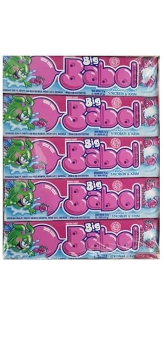 Big Babol Rasa Stroberi & Krim Chewing Gum 20 Sticks