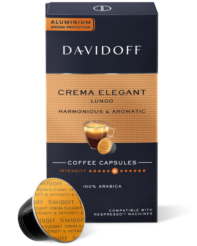 Davidoff Crema Elegant Capsules - 6/12 Intensity - 10 x Capsules - 55 Gram|Unflavoured