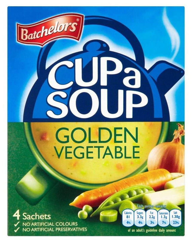 Batchelor's Cup A Soup 4 Sachets - Golden Vegetable - 2 Pack, 2 x 82 g