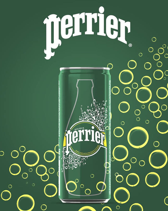 Perrier Sparkling Natural Mineral Water Can, 250 ml