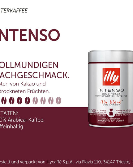 Illy Dark Roast Ground Coffee (For Filter Coffee) - 250 Gram|Can