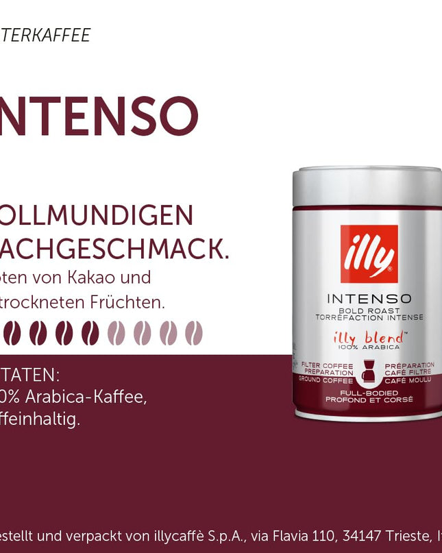 Illy Dark Roast Ground Coffee (For Filter Coffee) - 250 Gram|Can