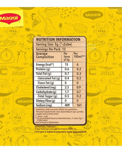Maggii Vegetable Stock Cubes, Pack of 24, A Flavorful Convenient Seasoning Crafted From The Goodness of Real Vegetables and a Blend of Carefully Selected Herbs & Spices 24 Cubes (432g)