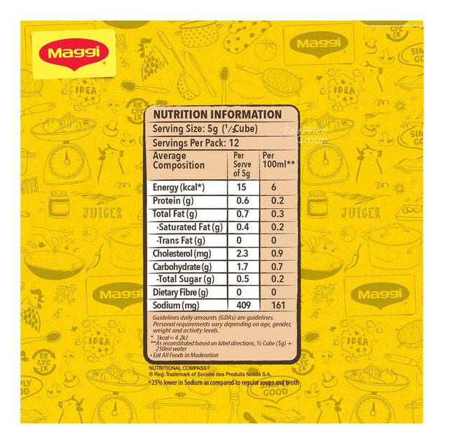 Maggii Vegetable Stock Cubes, Pack of 24, A Flavorful Convenient Seasoning Crafted From The Goodness of Real Vegetables and a Blend of Carefully Selected Herbs & Spices 24 Cubes (432g)