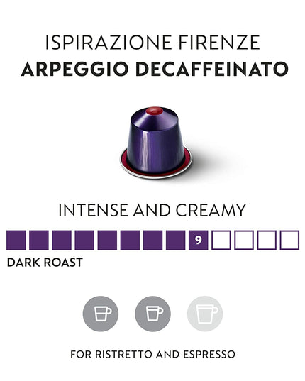 Nespresso Capsules OriginalLine, Arpeggio Decaffeinato, Dark Roast Coffee, 50 Count