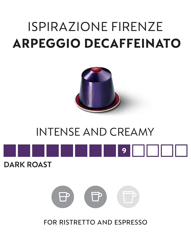 Nespresso Capsules OriginalLine, Arpeggio Decaffeinato, Dark Roast Coffee, 50 Count