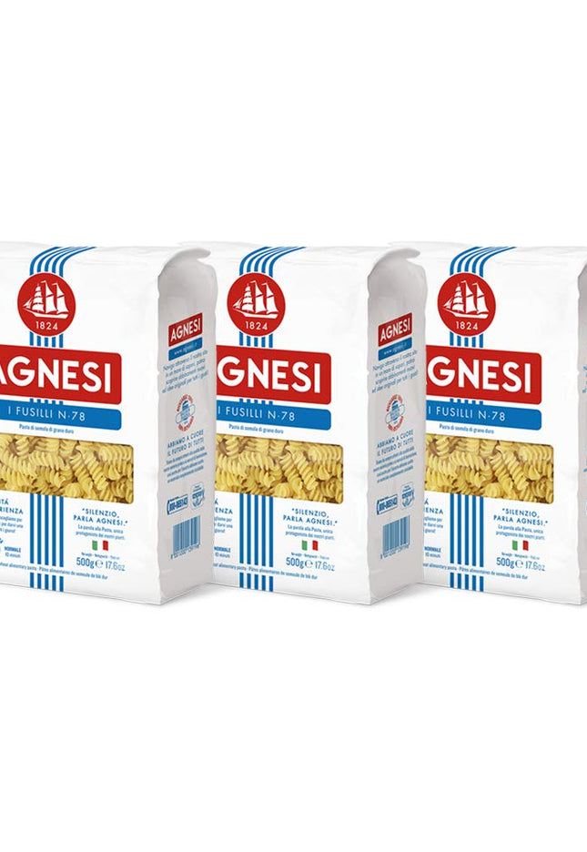Agnesi Fusilli Pasta – 500g x 3 Pack