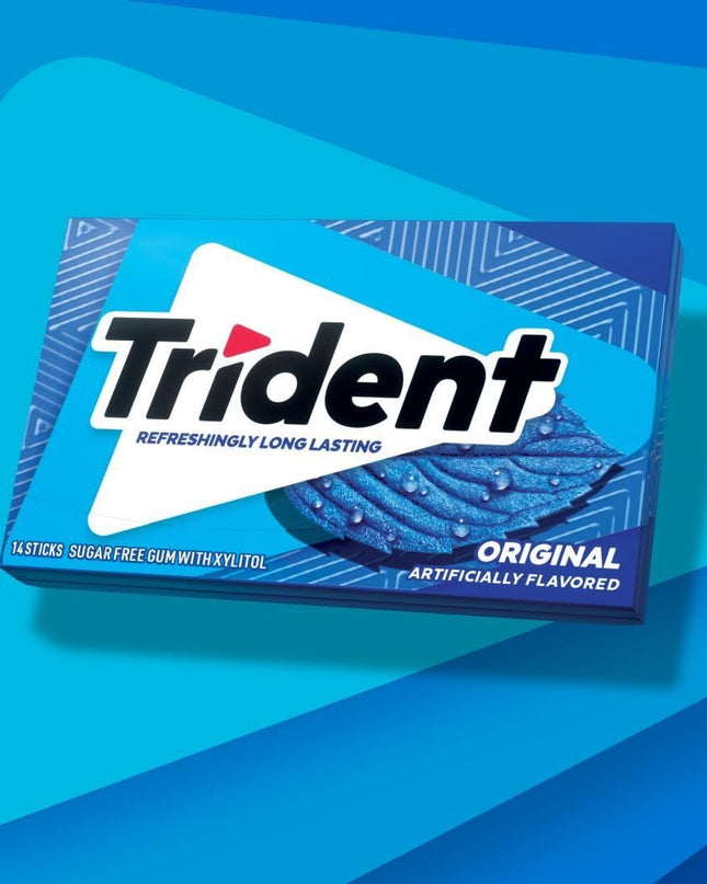 Trident Gum Original Flavour Sugar Free Gum, 14 sticks (Pack of 12)