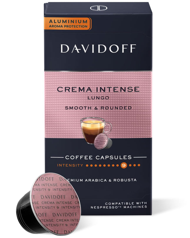 Davidoff Crema Intense Lungo Smooth & Rounded Coffee • 10 Pods Compatible with Nespresso Machines, 1.94 oz ℮ 55 g