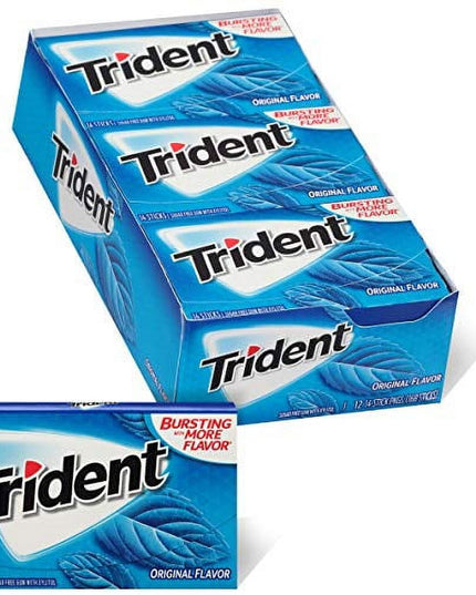 Trident Gum Original Flavour Sugar Free Gum, 14 sticks (Pack of 12)