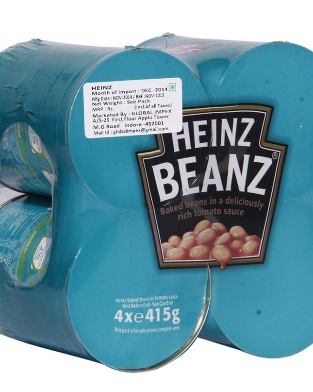 HEINZ Baked Beans in Tomato Sauce, 415 g, Pack of 4