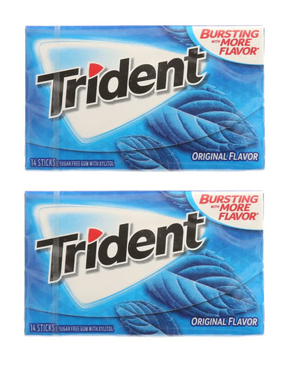 Astonished Retail Trident Sugar Free Chewing Gum, Original Flavor, 14 Sticks, 26.6 G (Pack Of 2)