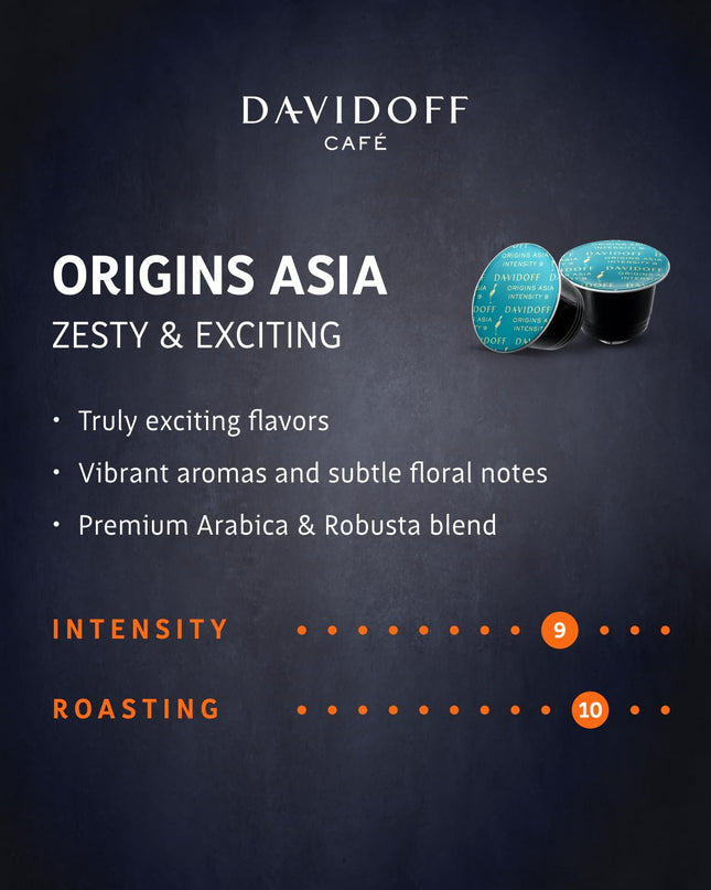 Davidoff Origins Asia Espresso Coffee 9/12 Intensity 10x Capsules, 1.94 oz ℮ 55 g