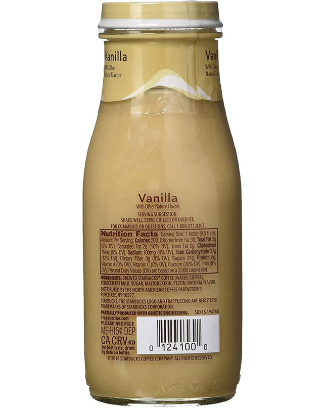 Starbucks Frappuccino Vanilla Drink No Artificial Flavors, 281 ml