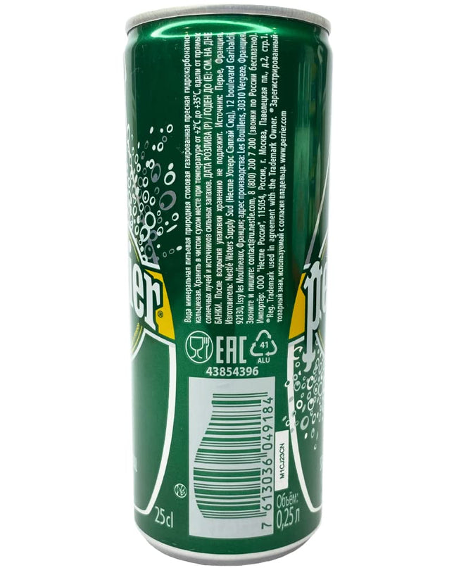 Perrier Sparkling Natural Mineral Water Can, 250 ml