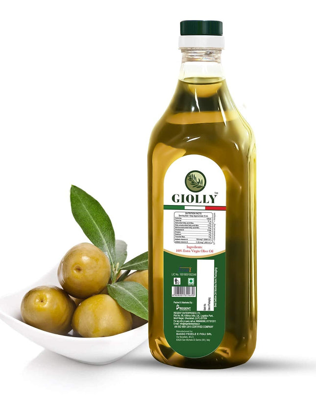 Giolly Extra Virgin Olive Oil 1 Litre Pet Bottle, Extra Virgin Olive Oil, Olive Oil for Cooking, Olive Oil for Salad Dressing & Flavoring, Extra Virgin Olive Oil