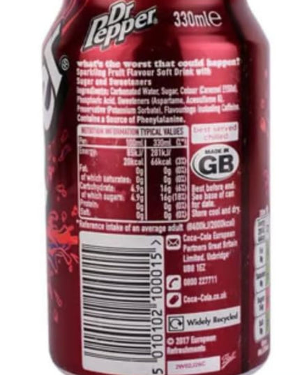 Dr Pepper Sparkling Fruit Flavour Soft Drink(Can)