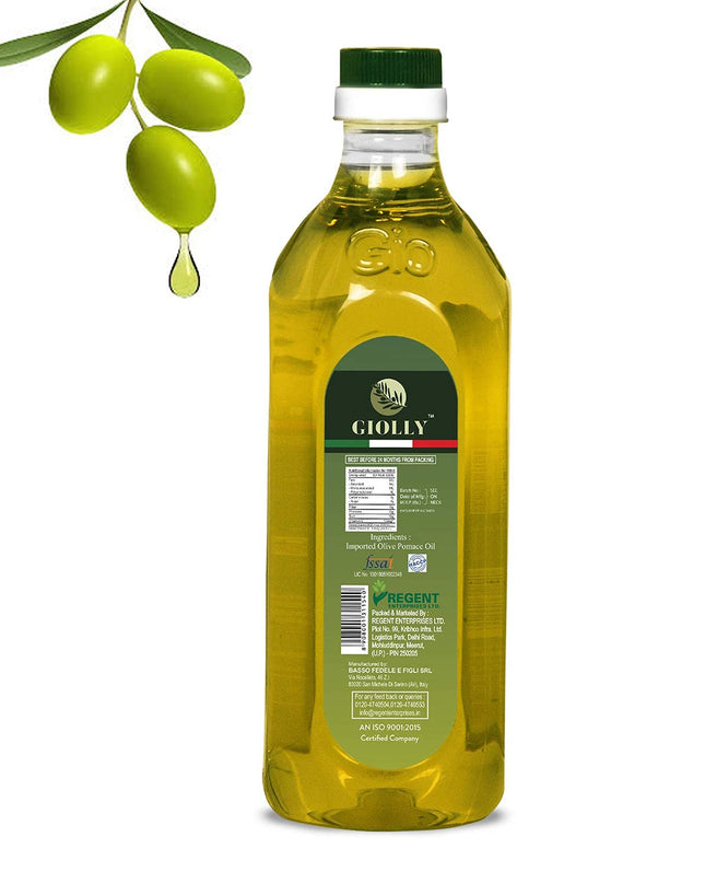 Giolly Olive Oil 1 Litre Pet Bottle, Pomace Oil Olive Oil for Cooking, Olive Oil for Salad Dressing & Flavoring, Olive Pomace Oil