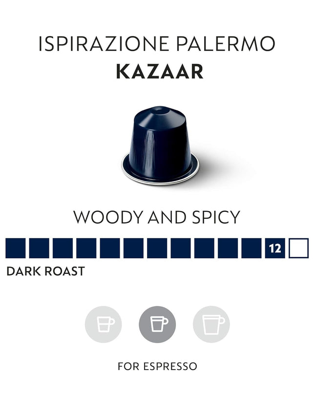 Nespresso Ispirazione Palermo Kazaar, Original Line Coffee Capsules, Dark Roast, 20 Count