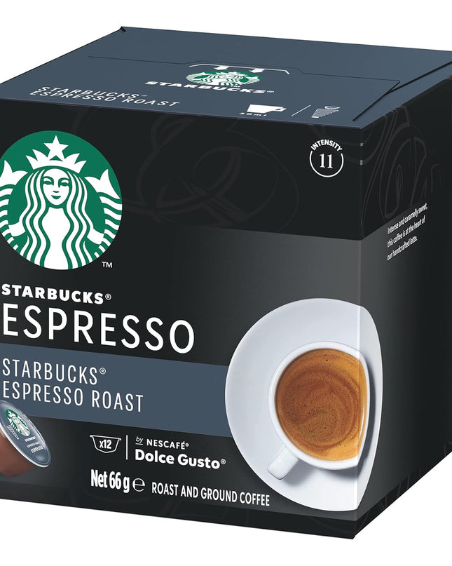 STARBUCKS Espresso Roast by NESCAFÉ Dolce Gusto Dark Roast Coffee Pods, Box of 12 Capsules, 66g (12 Serves)