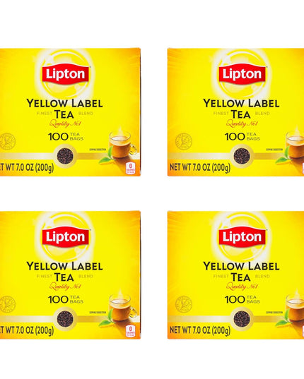 Lipton Yellow Label Black Tea Bags 100Ct (Pack Of 4) -259 g