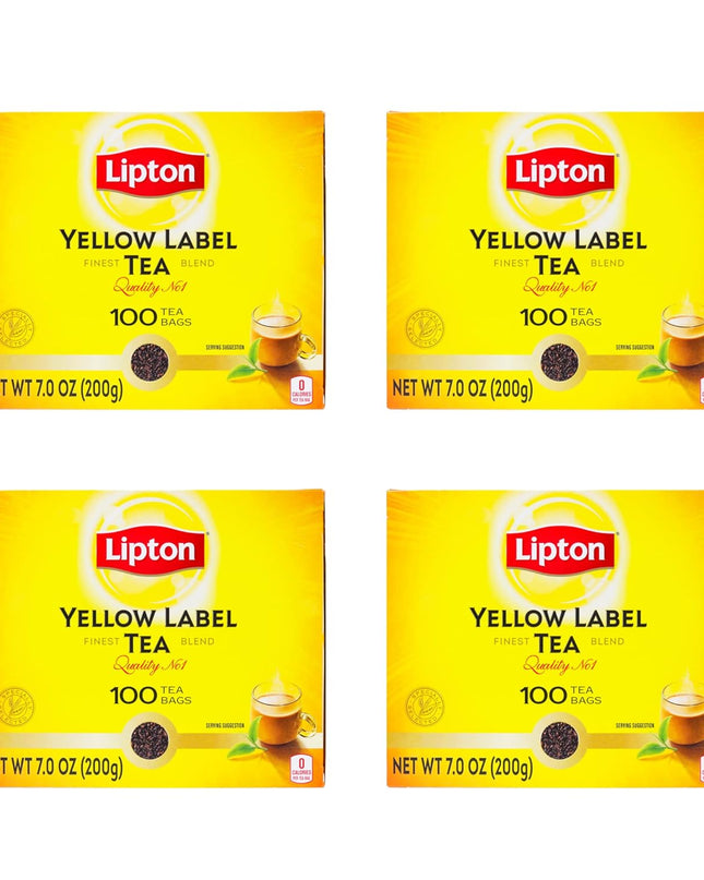 Lipton Yellow Label Black Tea Bags 100Ct (Pack Of 4) -259 g