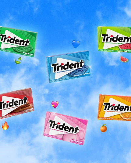 Trident Gum Original Flavour Sugar Free Gum, 14 sticks (Pack of 12)