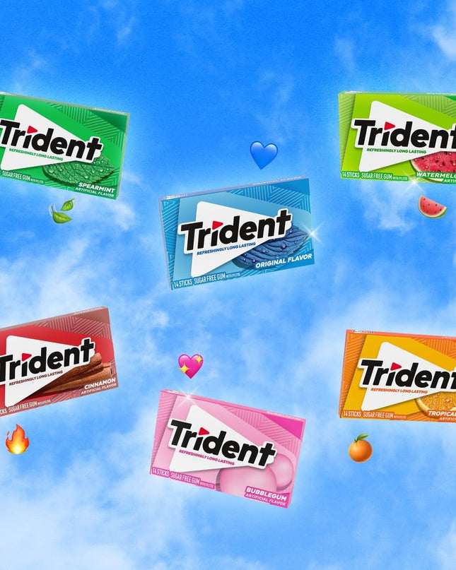 Trident Gum Tropical Twist Flavour Sugar Free Gum, 14 sticks (Pack of 12)