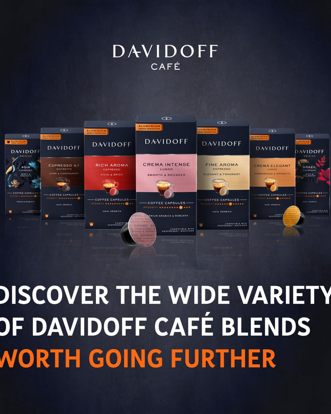 Davidoff Crema Elegant Capsules - 6/12 Intensity - 10 x Capsules - 55 Gram|Unflavoured