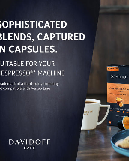 Davidoff Crema Elegant Capsules - 6/12 Intensity - 10 x Capsules - 55 Gram|Unflavoured