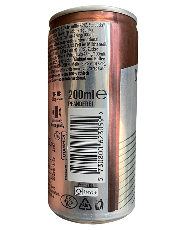 Starbucks Ready To Drink instant Milk Coffee (Doubleshot Espresso Pack 0f 6 200ml Each)