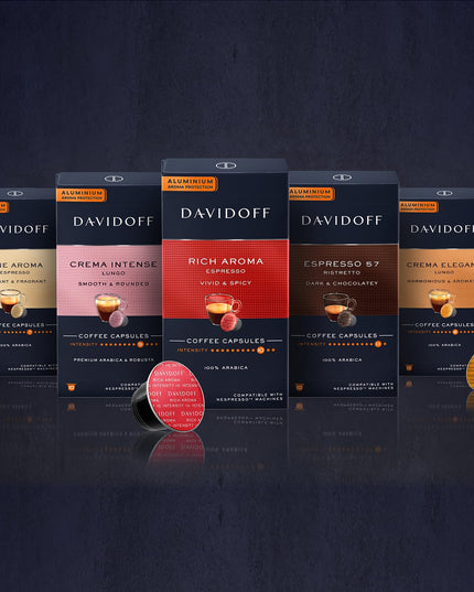 Davidoff Espresso 57 Ristretto Dark and Chocolate Coffee 10 Capsules, 11/12 Intensity, 100% Arabica, 55G