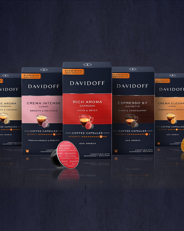 Davidoff Espresso 57 Ristretto Dark and Chocolate Coffee 10 Capsules, 11/12 Intensity, 100% Arabica, 55G