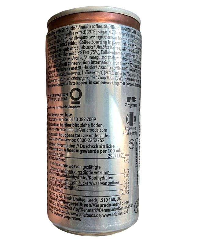 Starbucks Ready To Drink instant Milk Coffee (Doubleshot Espresso Pack 0f 6 200ml Each)