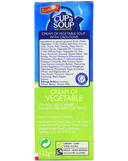Batchelor's Cup a Soup with croutons 4 Sachets - Cream of Vegetable - 2 Pack, 2 X 122 g