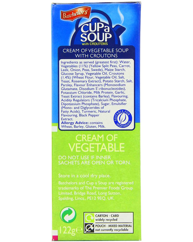 Batchelor's Cup a Soup with croutons 4 Sachets - Cream of Vegetable - 2 Pack, 2 X 122 g