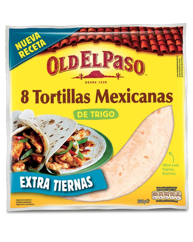 Old El Paso 8 Regular Super Soft Flour Tortillas Pouch, 326 g