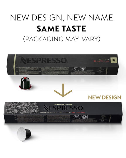 Nespresso Capsules OriginalLine, Ristretto Decaffeinato, Dark Roast Coffee, 50 Count Coffee Pods, Brews 0.85oz