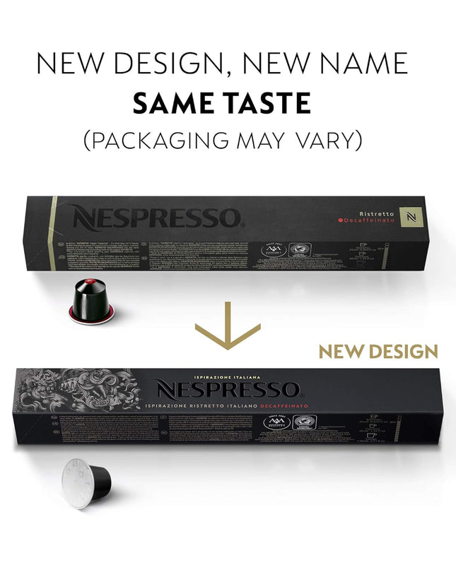 Nespresso Capsules OriginalLine, Ristretto Decaffeinato, Dark Roast Coffee, 50 Count Coffee Pods, Brews 0.85oz