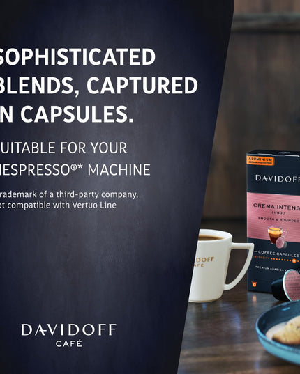 Davidoff Crema Intense Lungo Smooth & Rounded Coffee • 10 Pods Compatible with Nespresso Machines, 1.94 oz ℮ 55 g