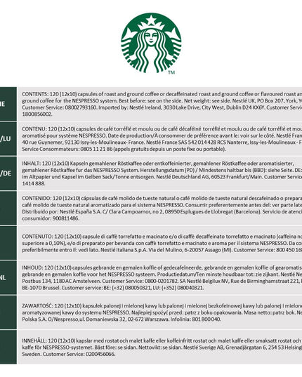Starbucks Variety Pack 8 Flavour By Nespresso Coffee Pods 660 gram (Pack Of 12, Total 120 Capsules)