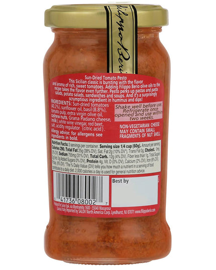 Filippo Berio Sun Dried Tomato Pesto, 6.7 Oz,190 G.