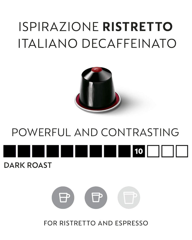 Nespresso Capsules OriginalLine, Ristretto Decaffeinato, Dark Roast Coffee, 50 Count Coffee Pods, Brews 0.85oz