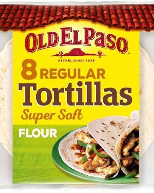 Old El Paso 8 Regular Super Soft Flour Tortillas Pouch, 326 g