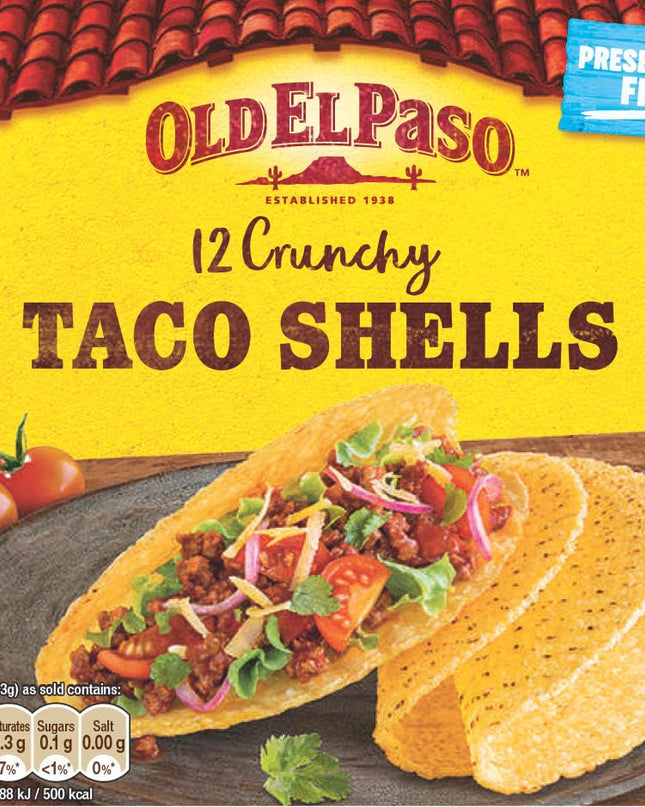 Old El Paso 12 Crunchy Taco Shells 156g Box