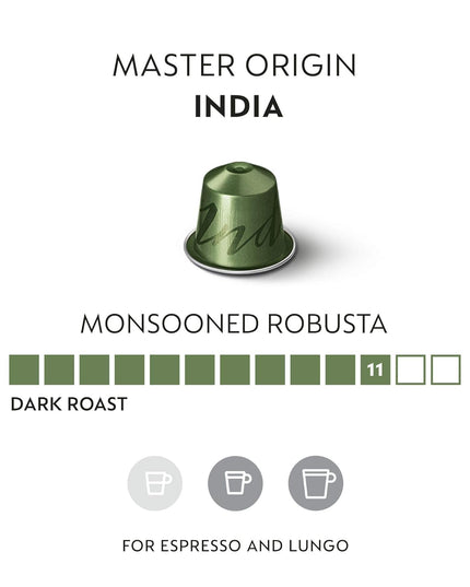 Nespresso Master Origin India, Original Line, Dark Roast, 50 Coffee Pods