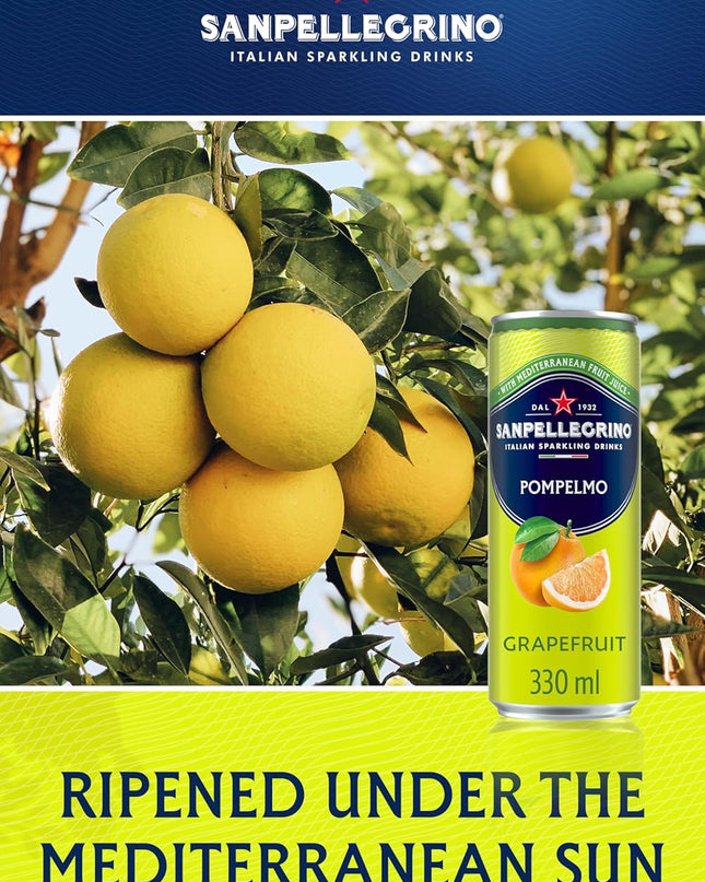 S Pellegrino Pompelmo Sparkling Grapefruit Beverage Italian Sparkling Drink, 11.16 fl oz / 330 ml